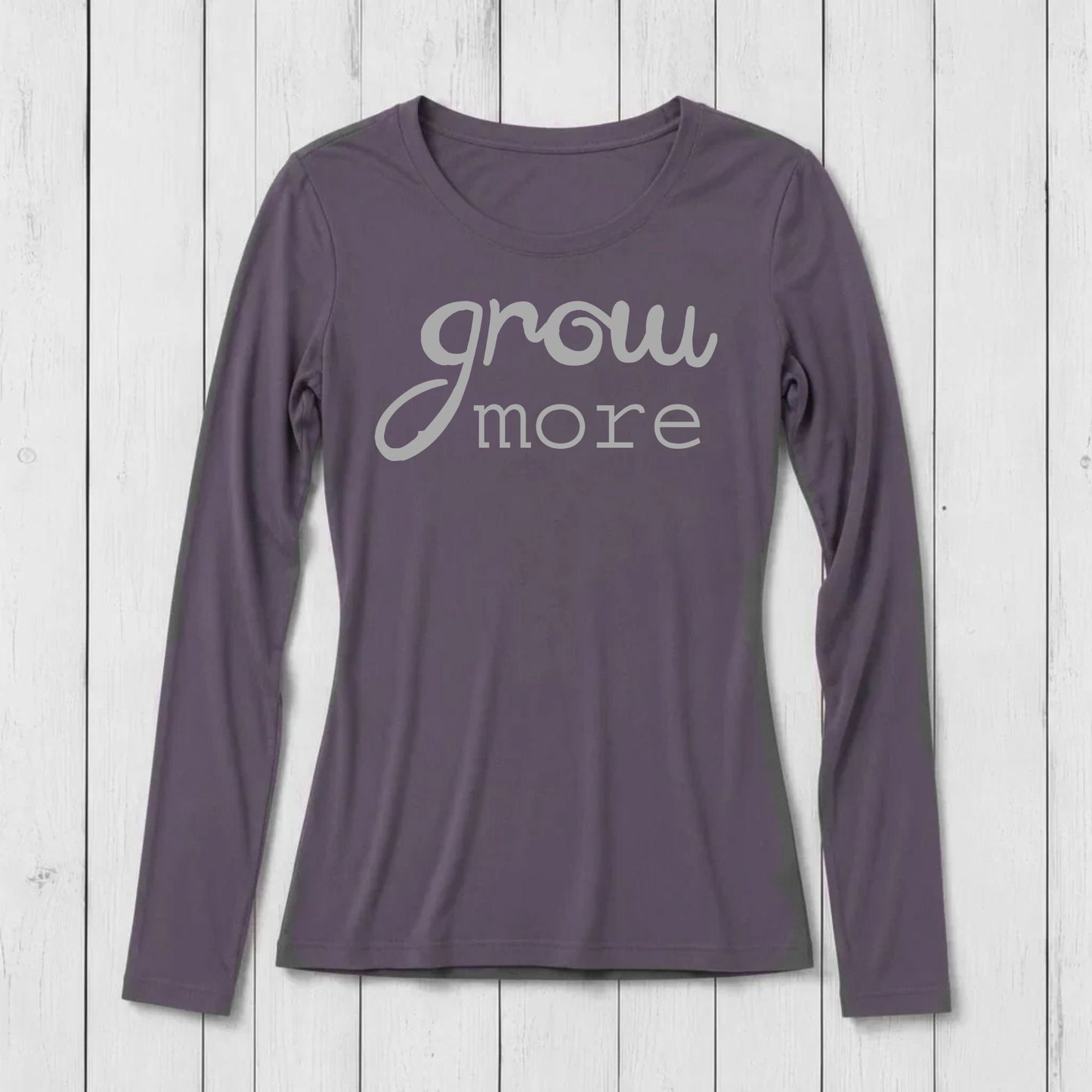 "Grow More" Typography Long Sleeve T-Shirt for Women