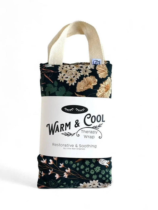 Therapy wrap for neck pain with floral cotton fabric, rice-filled for natural pain relief. Ideal for warm or cool therapy use.