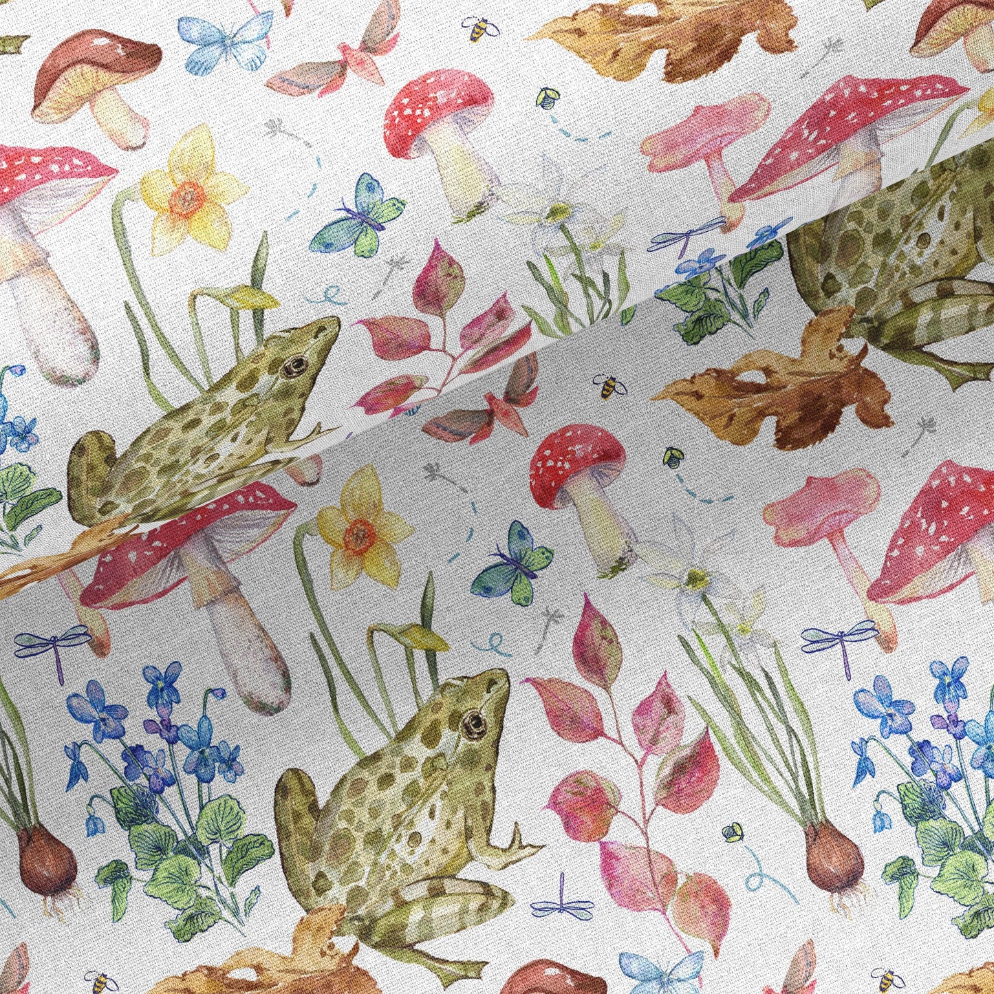 Watercolor Frog Haven Linen Dish Towel