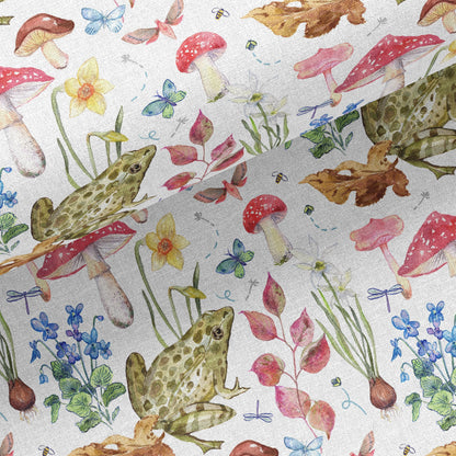 Watercolor Frog Haven Linen Dish Towel