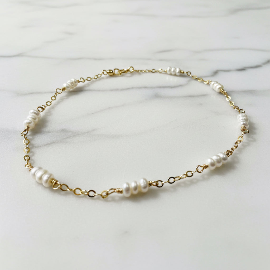 White Pearl Chain  Bracelet* Janine Gerade