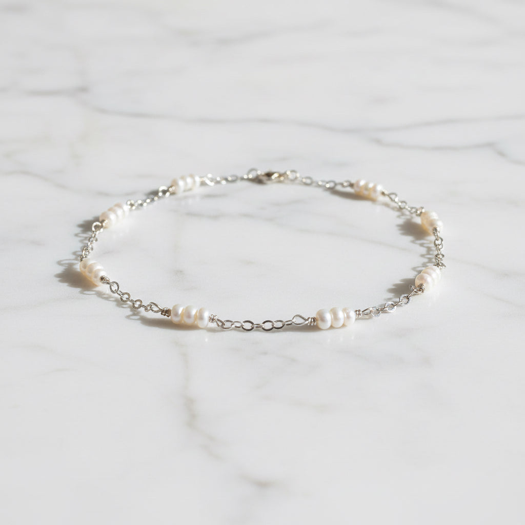 White Pearl Chain  Bracelet* Janine Gerade