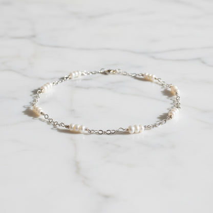 White Pearl Chain  Bracelet* Janine Gerade