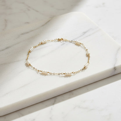 White Pearl Chain  Bracelet* Janine Gerade