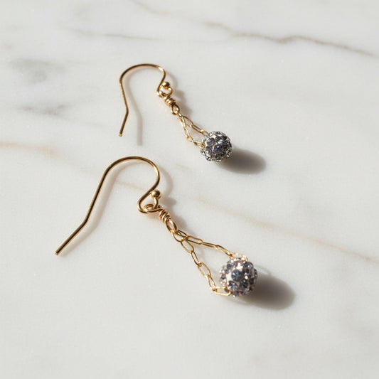 White crystal dangle earrings