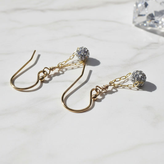 Gold chain crystal drop earrings