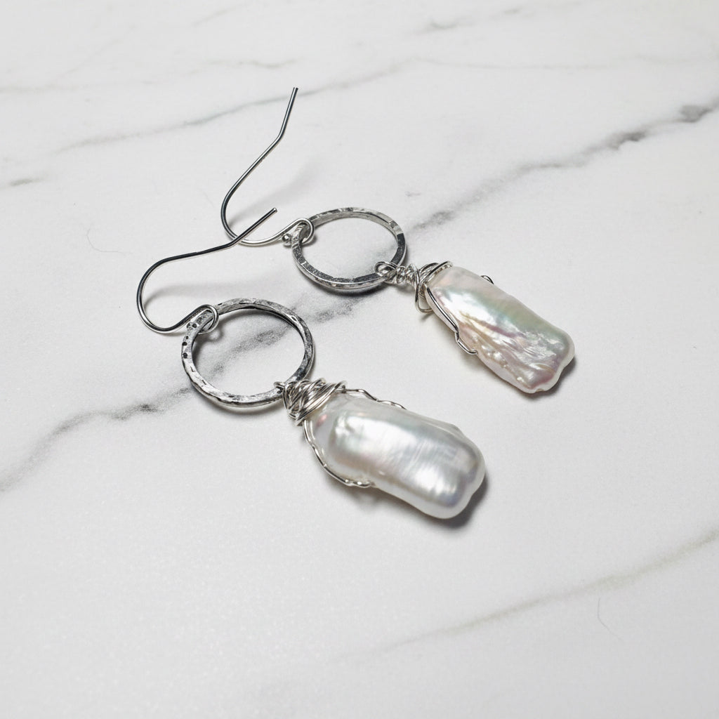 Circle Pearl Earrings
