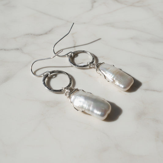 Circle Pearl Earrings