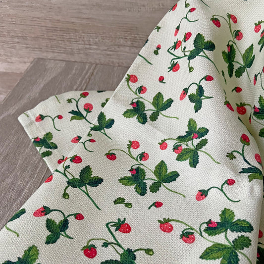 Wild Strawberry Tea Towel - cotton-linen kitchen towel