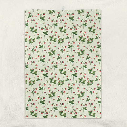Wild Strawberry Tea Towel - cotton-linen kitchen towel