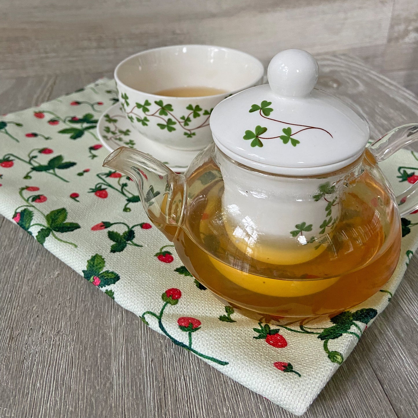 Wild Strawberry Tea Towel - cotton-linen kitchen towel