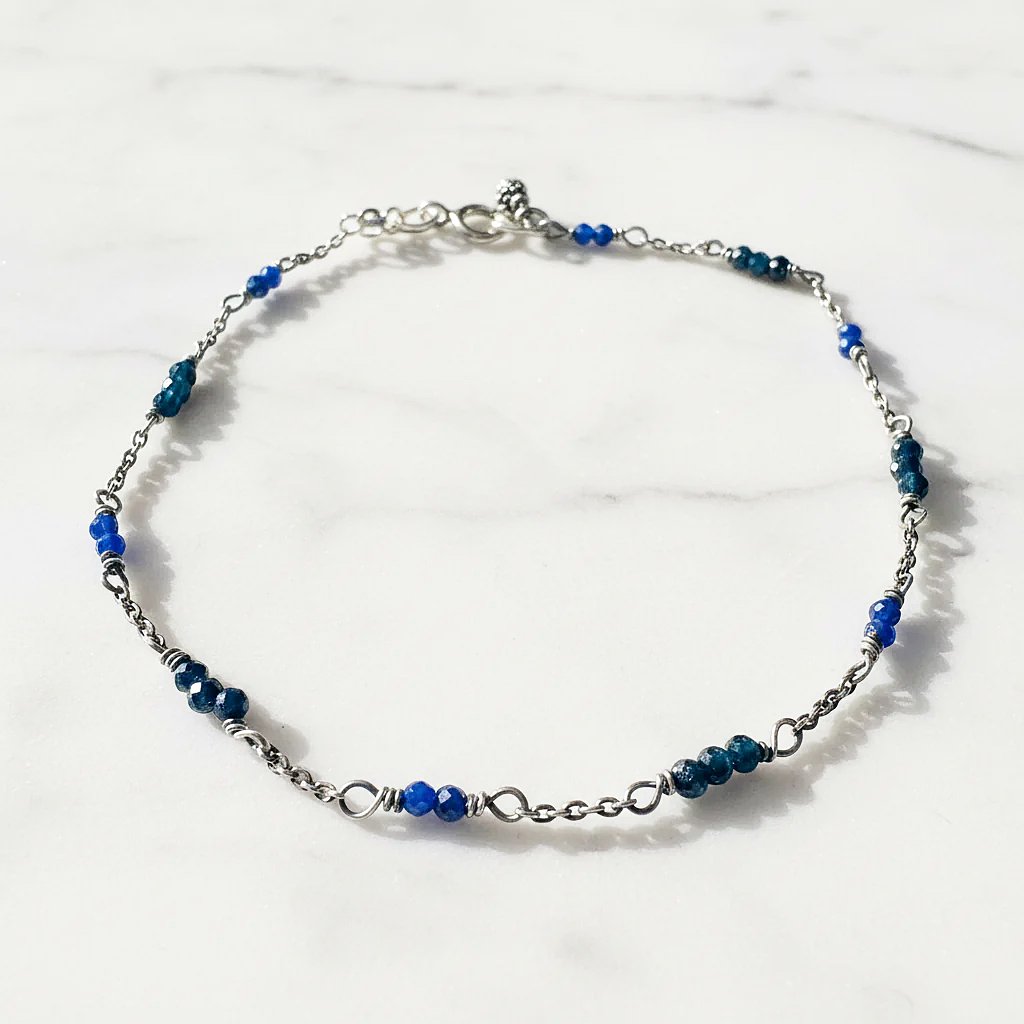 Dainty Lapis and Blue Goldstone Gemstone Bracelet
