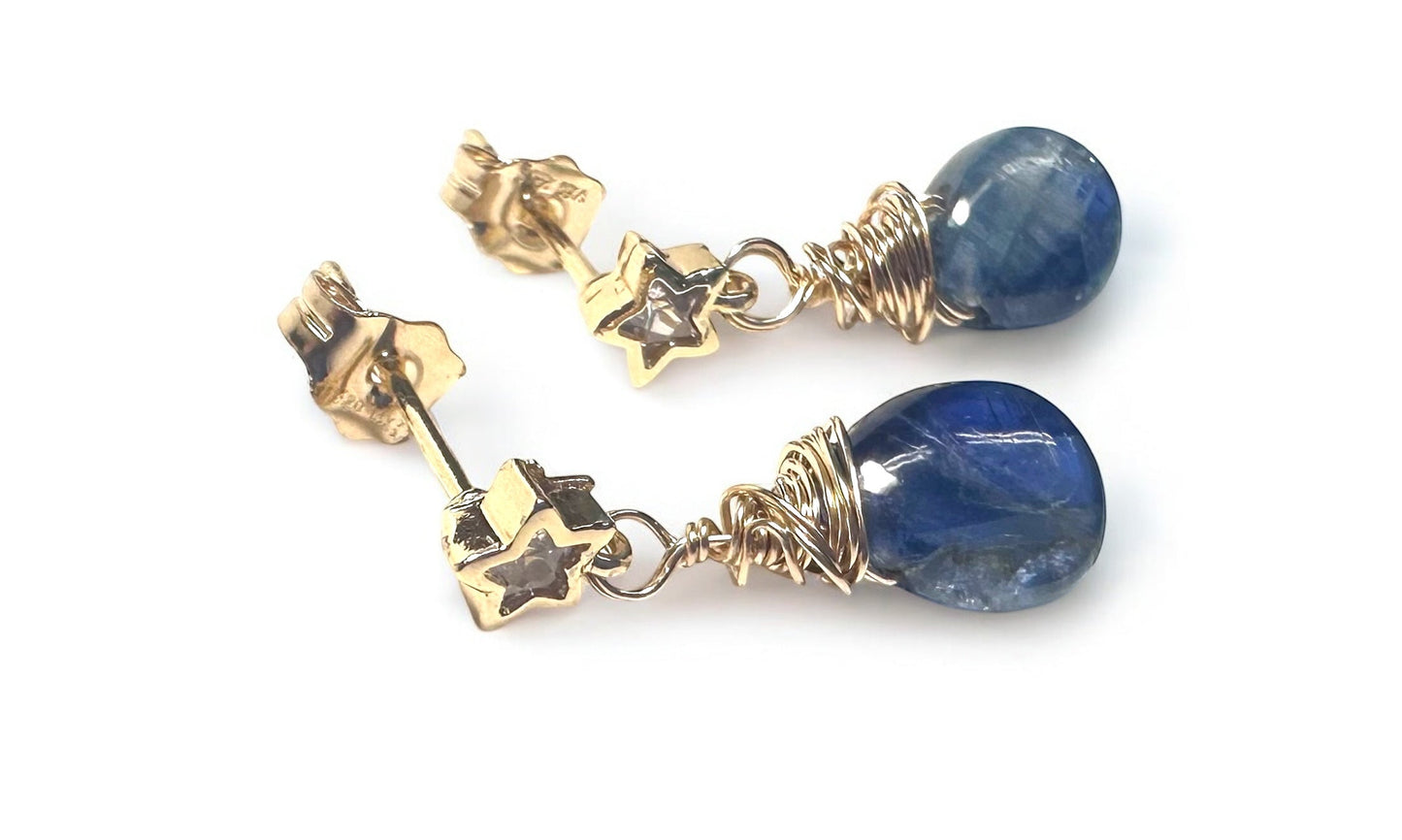 Kyanite Star Earrings/Star Stud Gemstone Earrings*