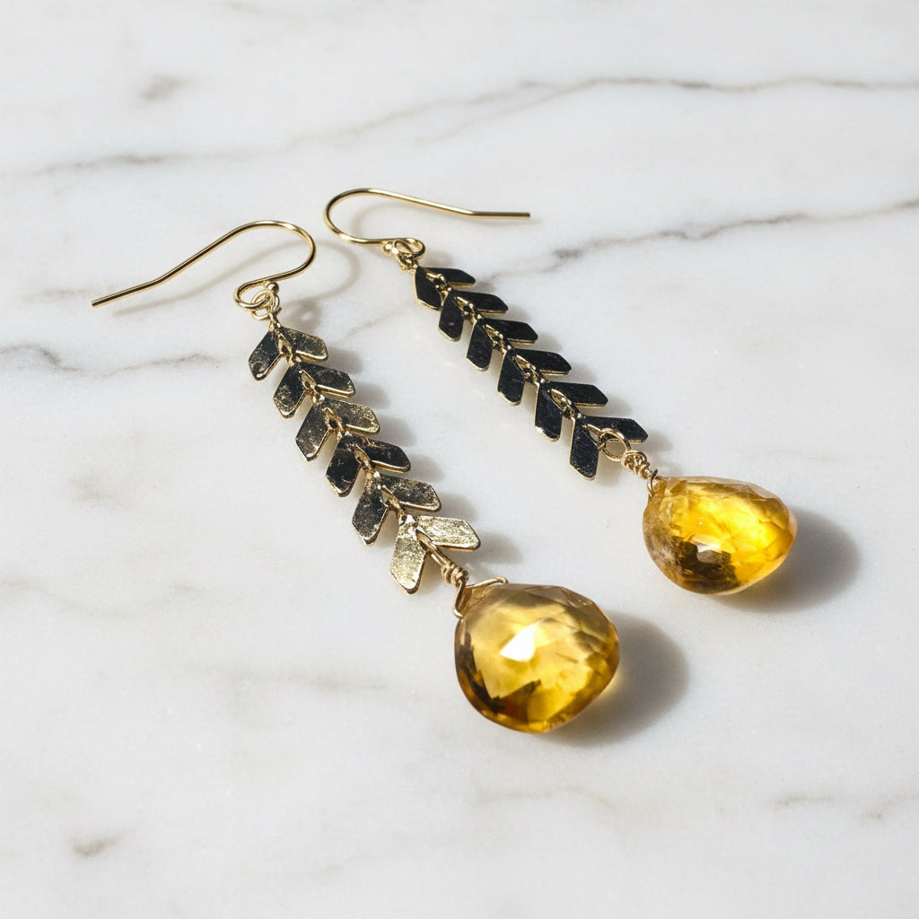 Citrine Chevron Earrings, chevron Earrings, Gemstone Earrings*