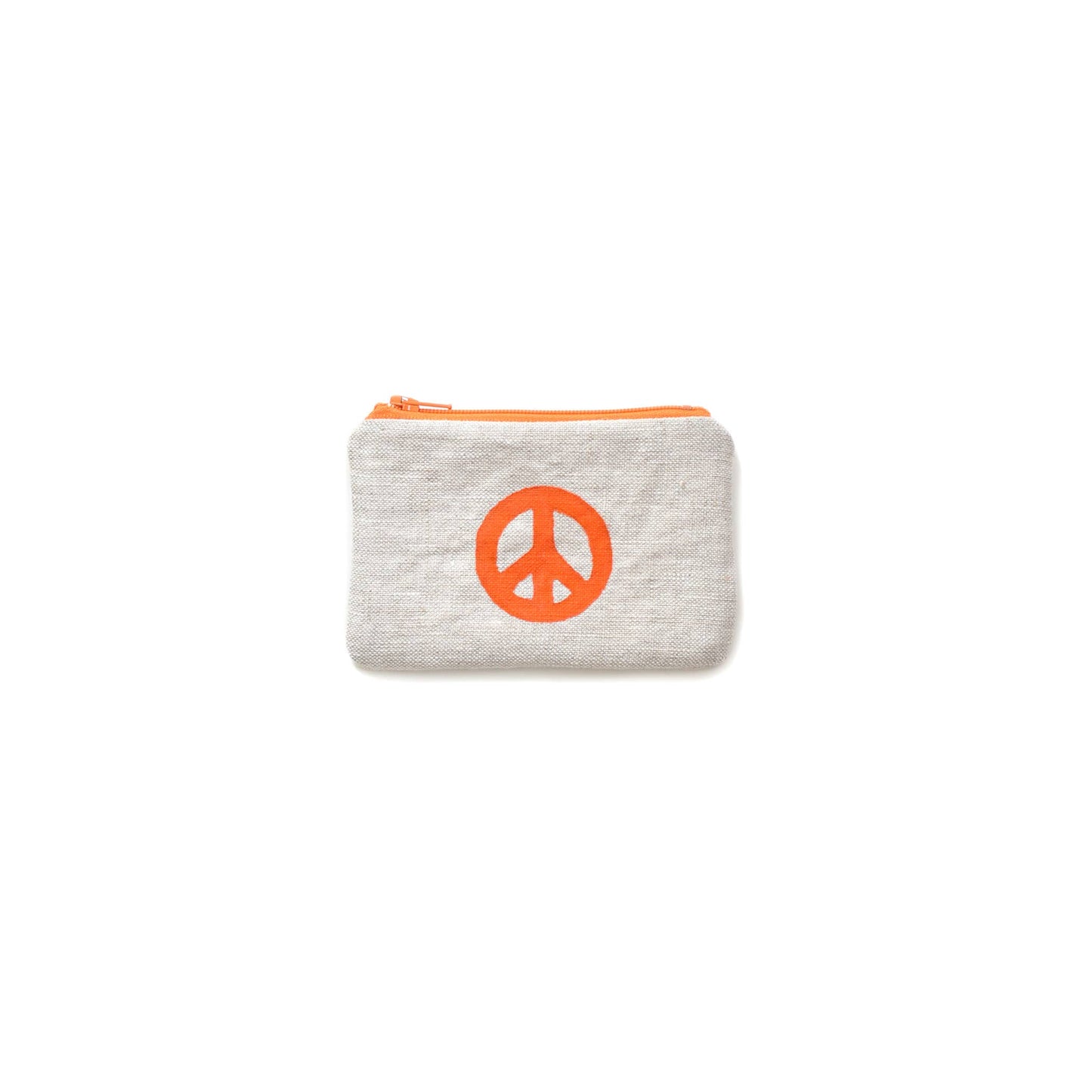 Peace Sign Blockprint Linen Coin Purse Gray Green Goods