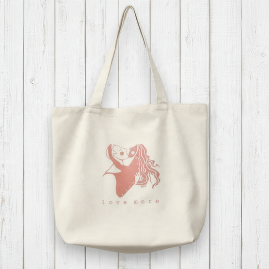 Anniversary Gift Organic Canvas Tote Bag - LOVE MORE Artist Design