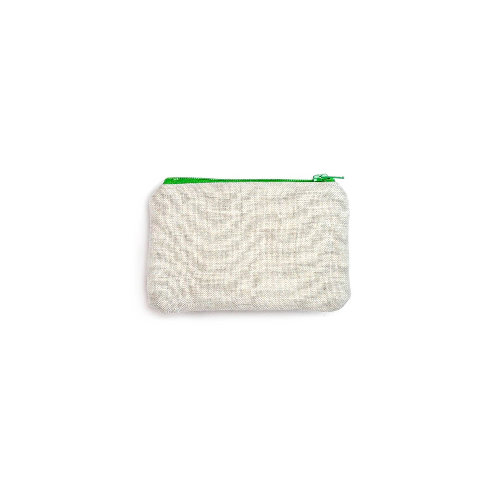 Tree Blockprint Linen Coin Purse Gray Green Goods