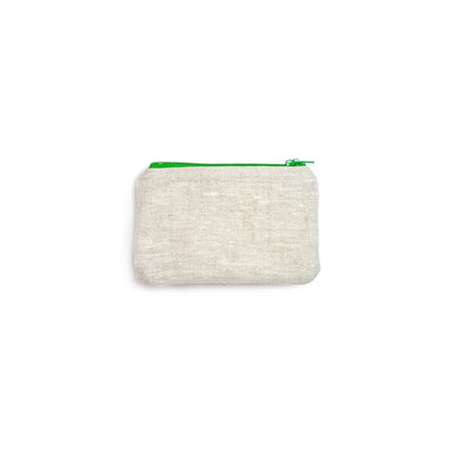 Tree Blockprint Linen Coin Purse Gray Green Goods