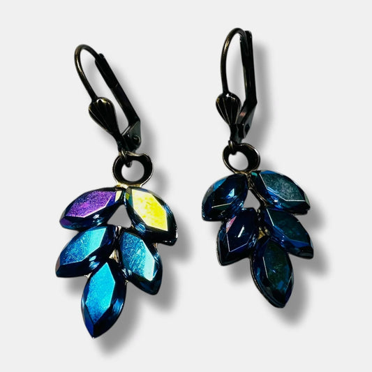 Antique Brass Crystal Dangle Earrings*