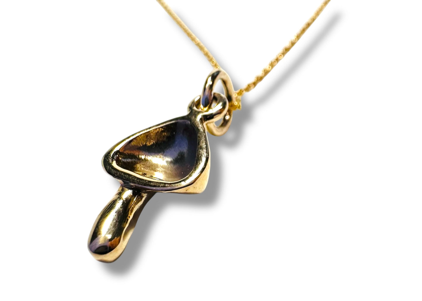 Dainty Golden Mushroom Necklace* on white background