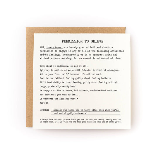 Permission to Grieve Letterpress Sympathy Card