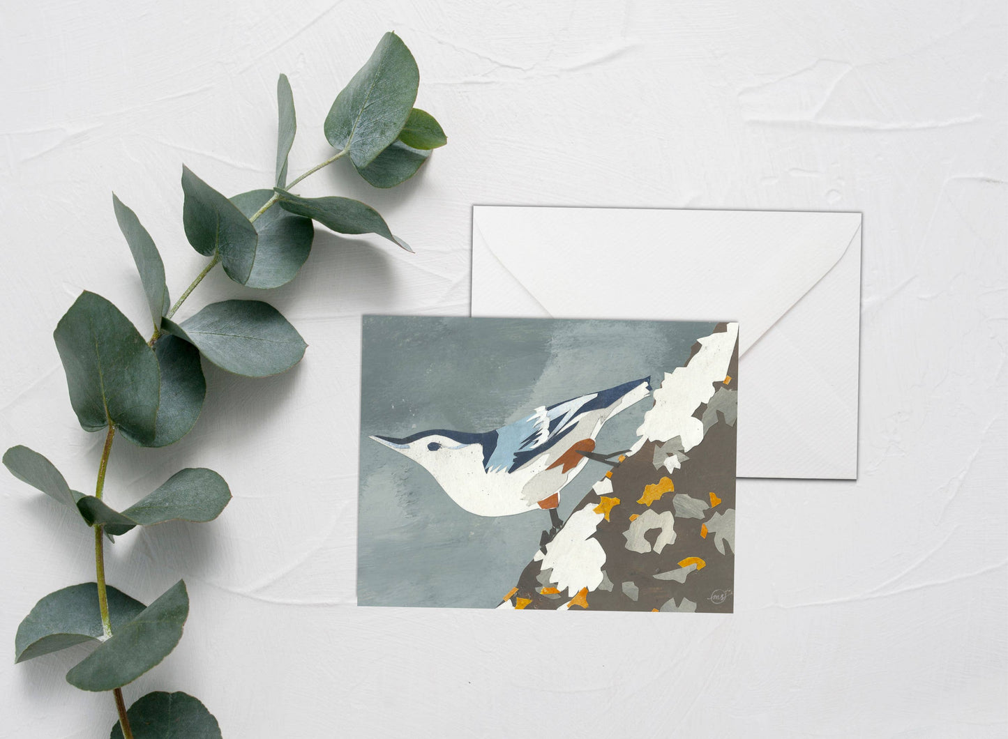 Nuthatch Bird Note Card Mandy Warhol Fine Art