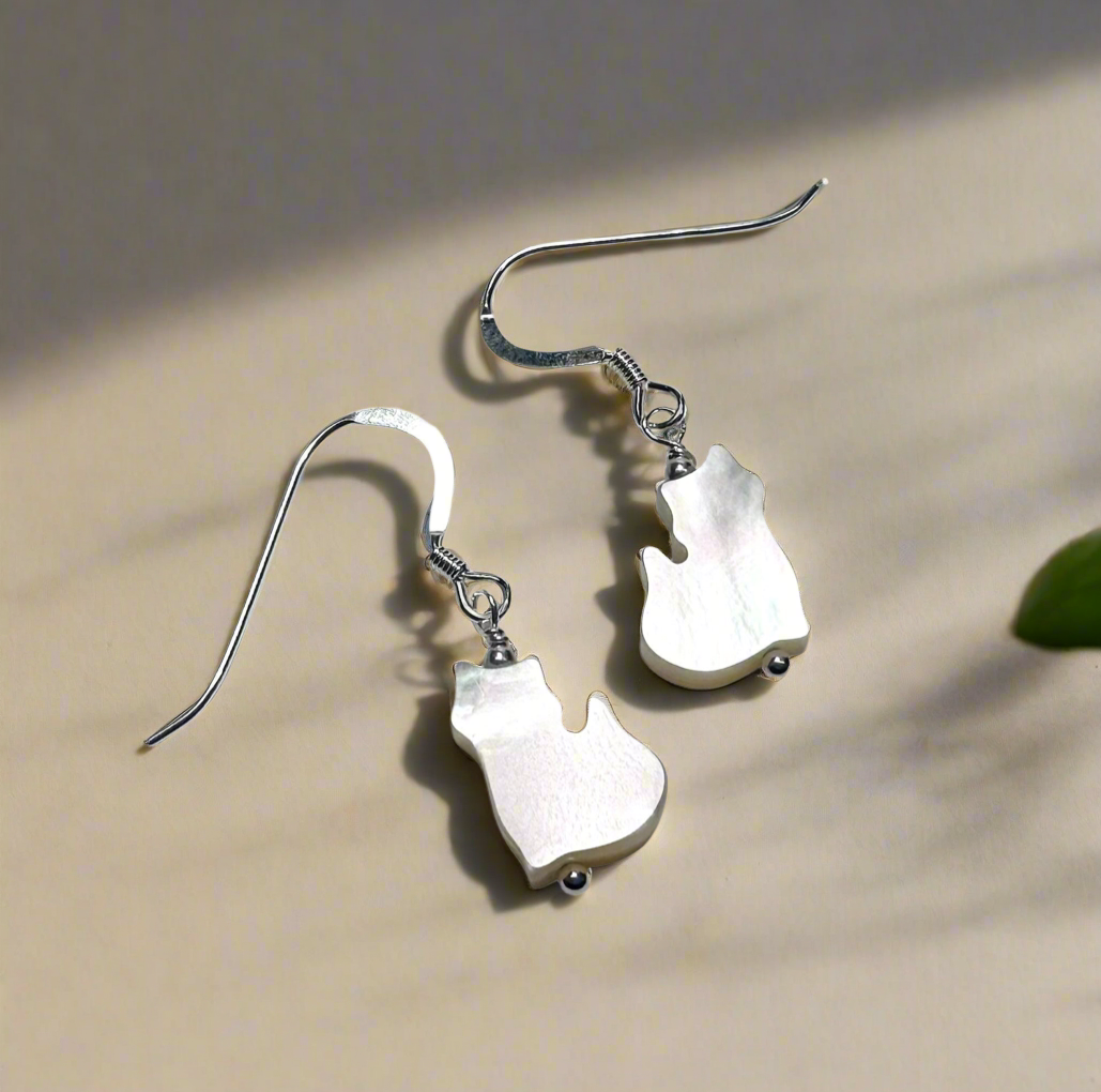 Kitty Mother of Pearl Earrings*