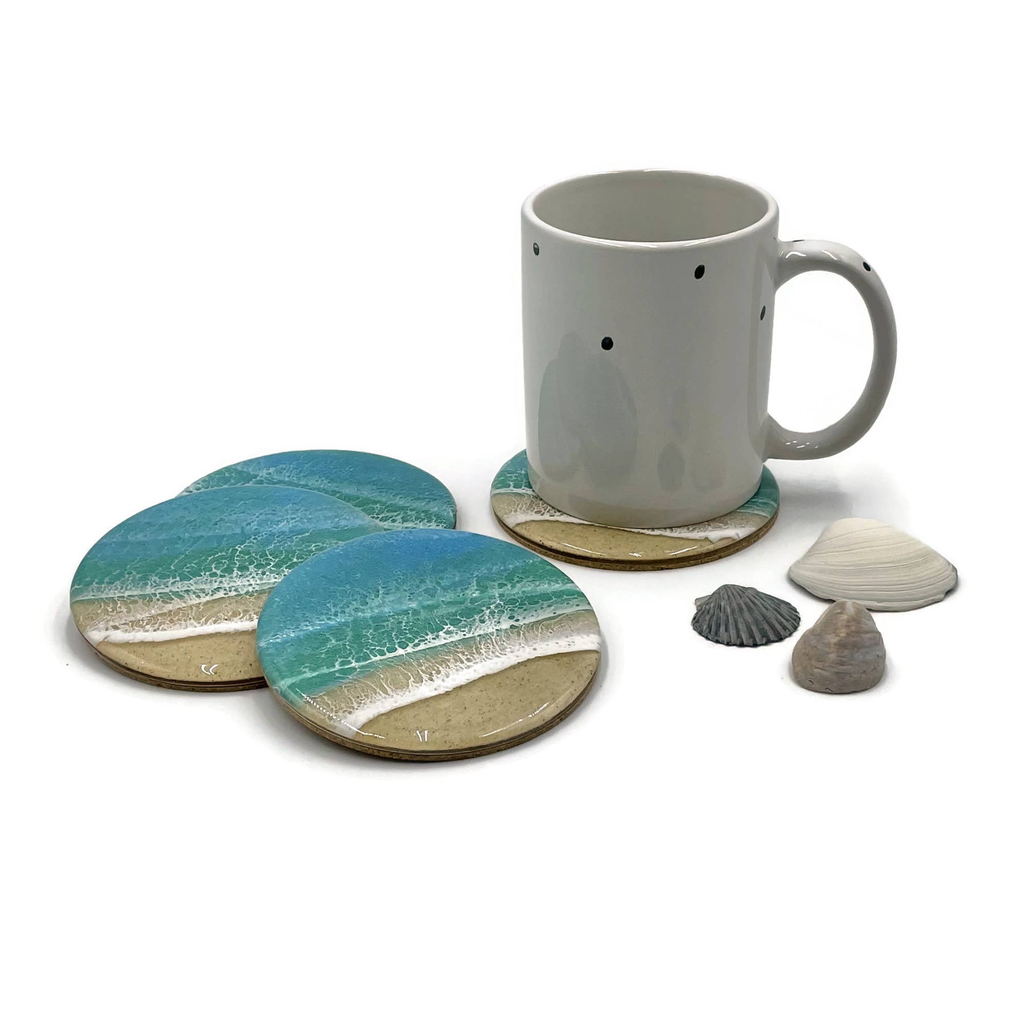 Ocean Wave Coaster Set (Set of 4) Sea Lion Studio