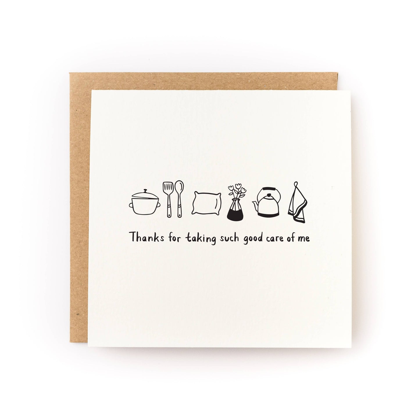 Thanks For Taking Care of Me Thank You Card with kitchen icons