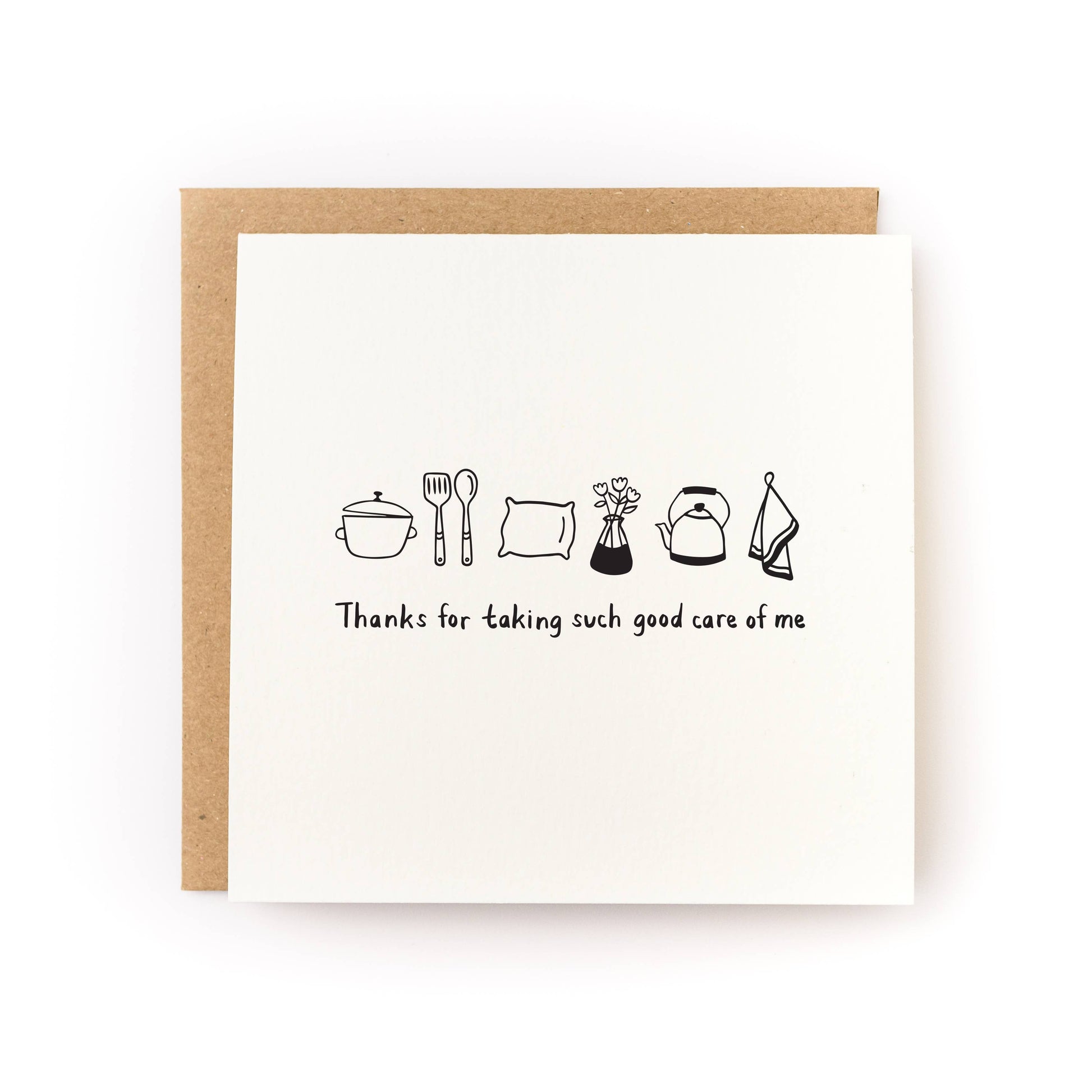 Thanks For Taking Care of Me Thank You Card with kitchen icons