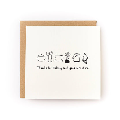 Thanks For Taking Care of Me Thank You Card with kitchen icons