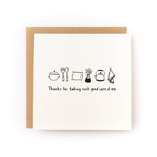 Thanks For Taking Care of Me Thank You Card with kitchen icons