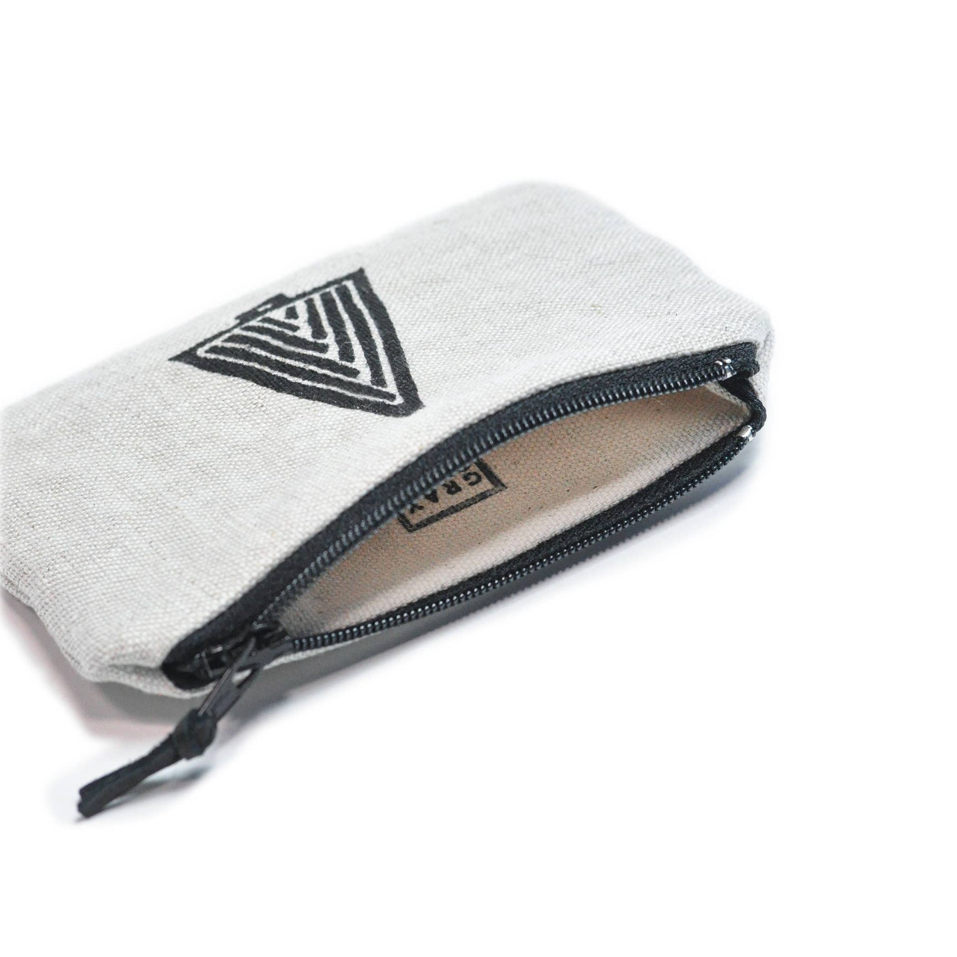 Tree Blockprint Linen Coin Purse Gray Green Goods