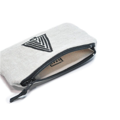 Tree Blockprint Linen Coin Purse Gray Green Goods