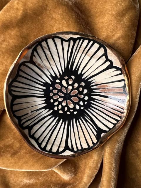 Handmade Floral Round Ceramic Catchall Jewelry Dish 4 Hsieh Clay SF
