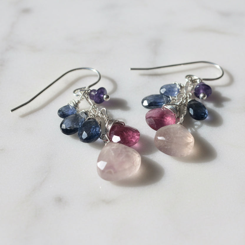 Colorful gemstone dangle earrings
