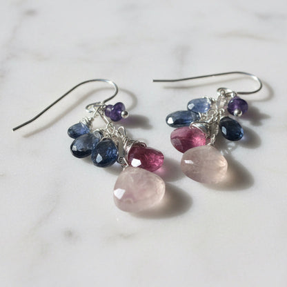 Colorful gemstone dangle earrings
