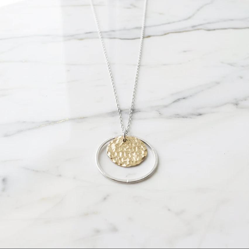 Gold Disk Family Circle Necklace/ Infinity Necklace/gold and Silver Necklace* Janine Design