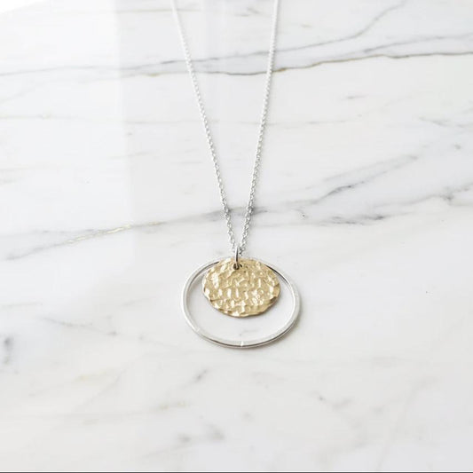 Gold Disk Family Circle Necklace/ Infinity Necklace/gold and Silver Necklace* Janine Design
