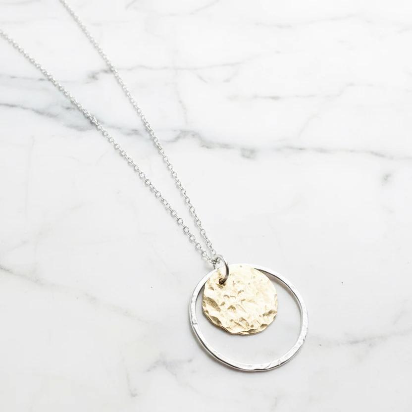Gold Disk Family Circle Necklace/ Infinity Necklace/gold and Silver Necklace* Janine Design