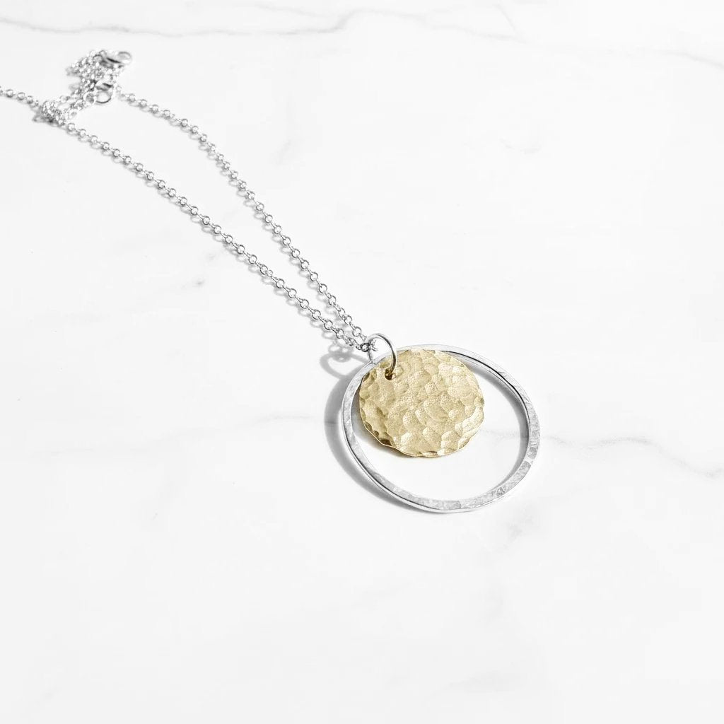 Gold Disk Family Circle Necklace/ Infinity Necklace/gold and Silver Necklace* Janine Design