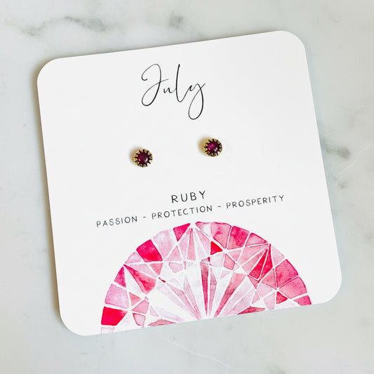Birthstone Studs, Silver Studs, Genuine Gemstone Studs, birthday Gifts -July Janine Gerade