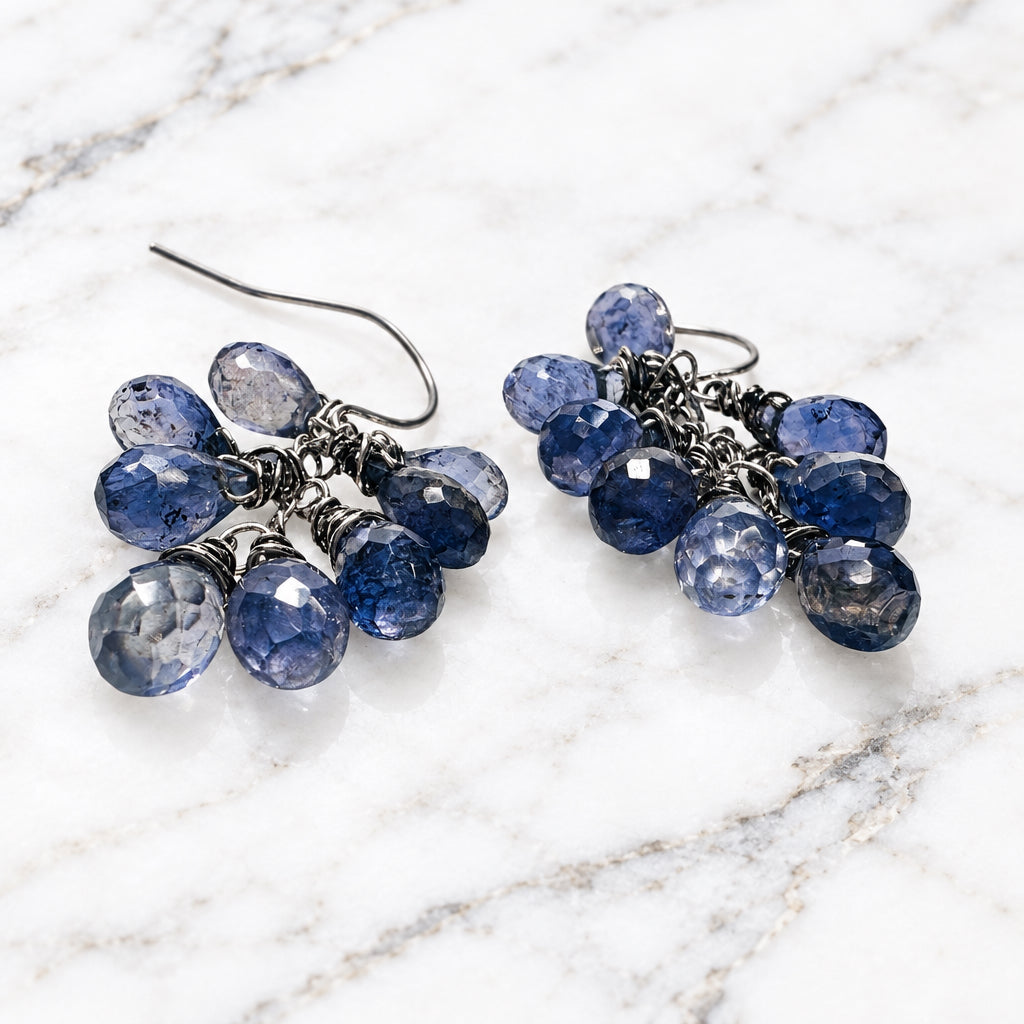 Natural Iolite Drop Earrings