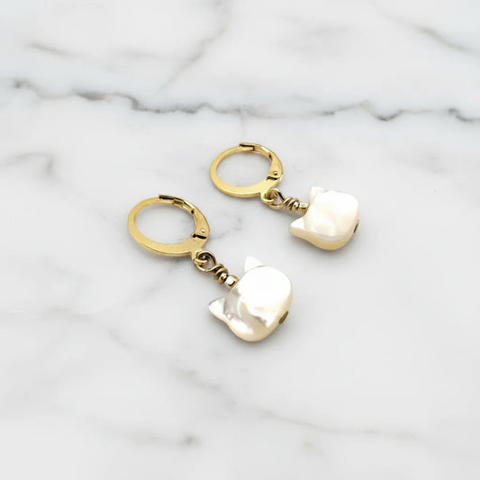 Cat Mother of Pearl Earrings by Janine Gerade