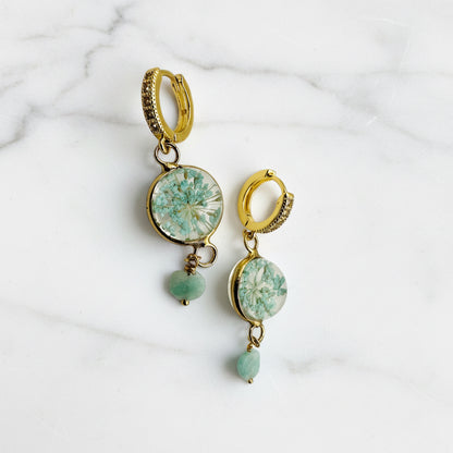 Larimar and Flower Earrings