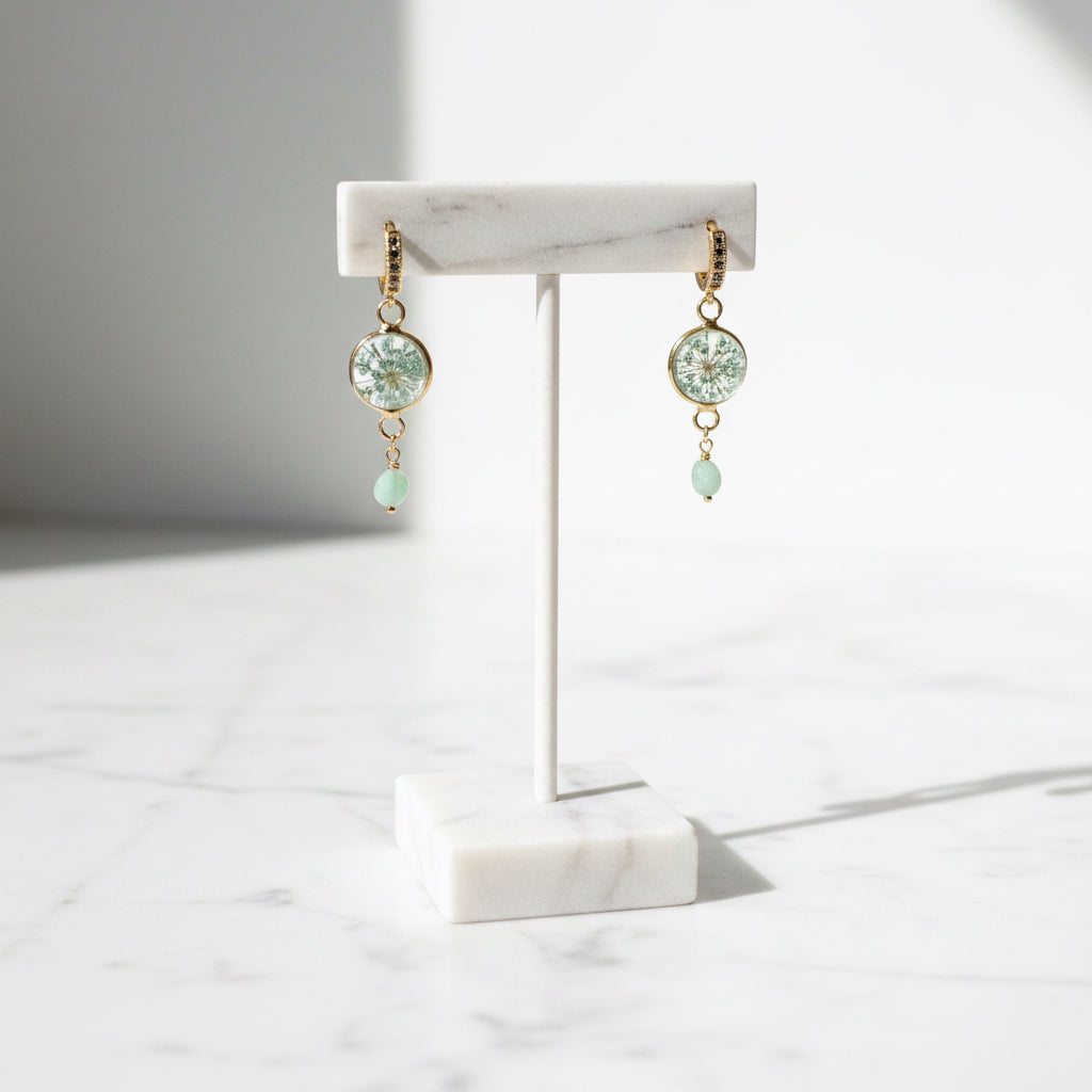 Larimar and Flower Earrings