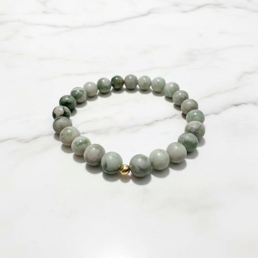 Stylish gemstone beaded stretch bracelet with gold accent