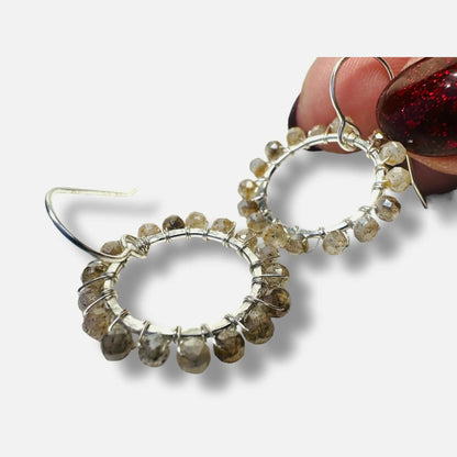 Beaded Hoop-Moonstone Earrings*