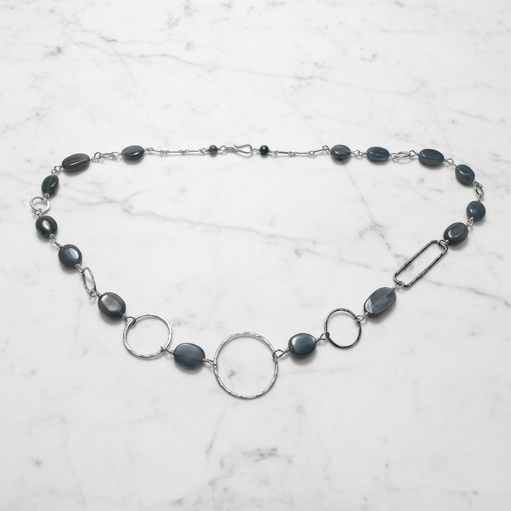 Sterling Silver Link Moonstone Necklace