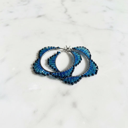 Beaded Hoop Brass Earrings